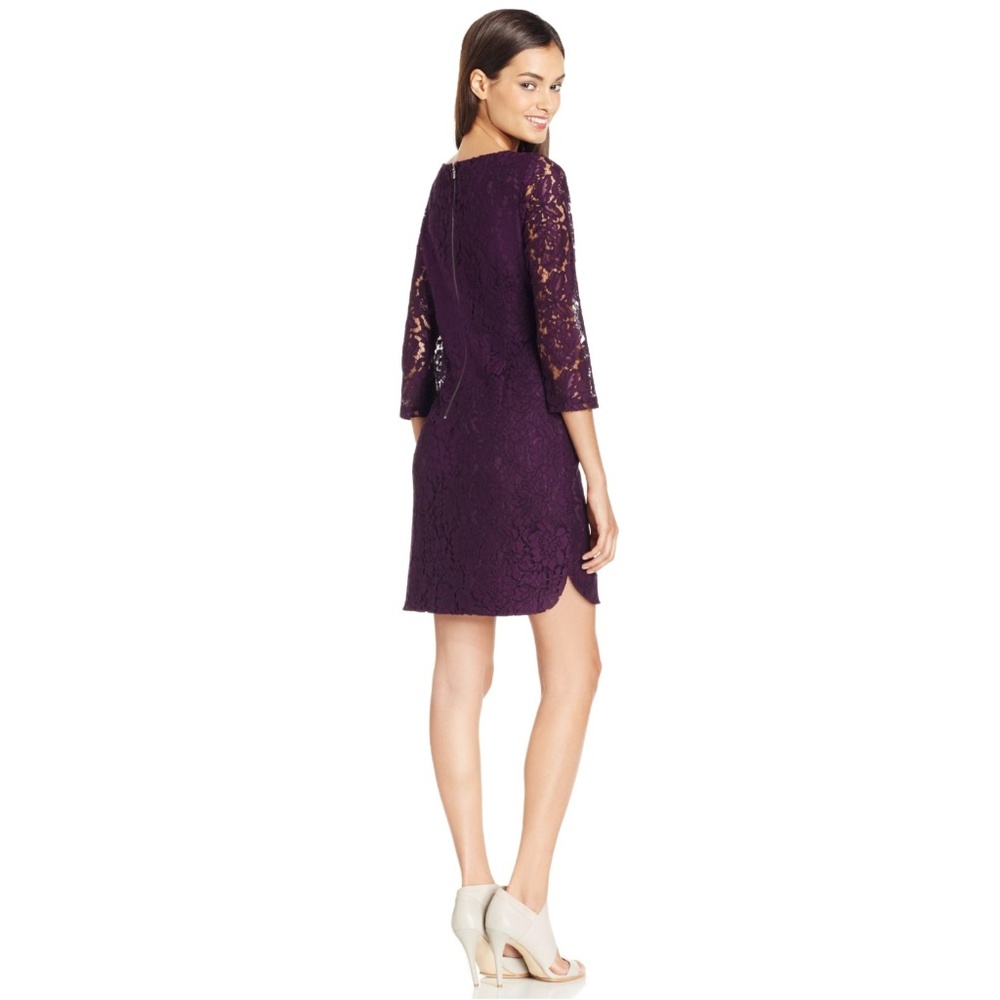 New VINCE CAMUTO Eggplant Lace Sheath Dress 10 - Picture 2 of 8